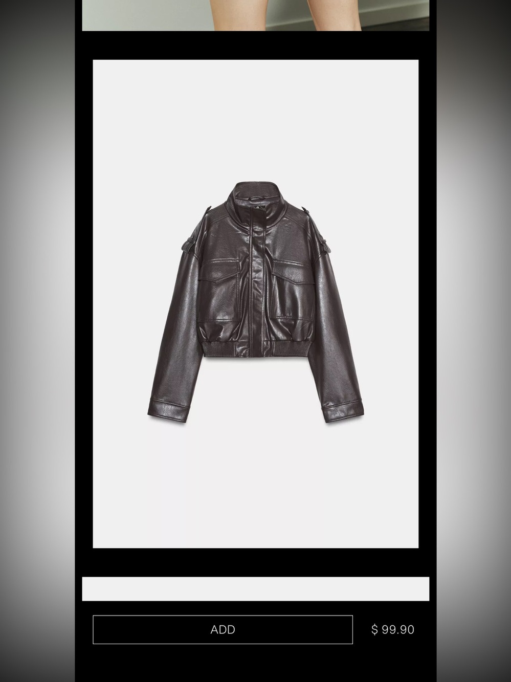 Zara Faux Leather Cropped Jacket